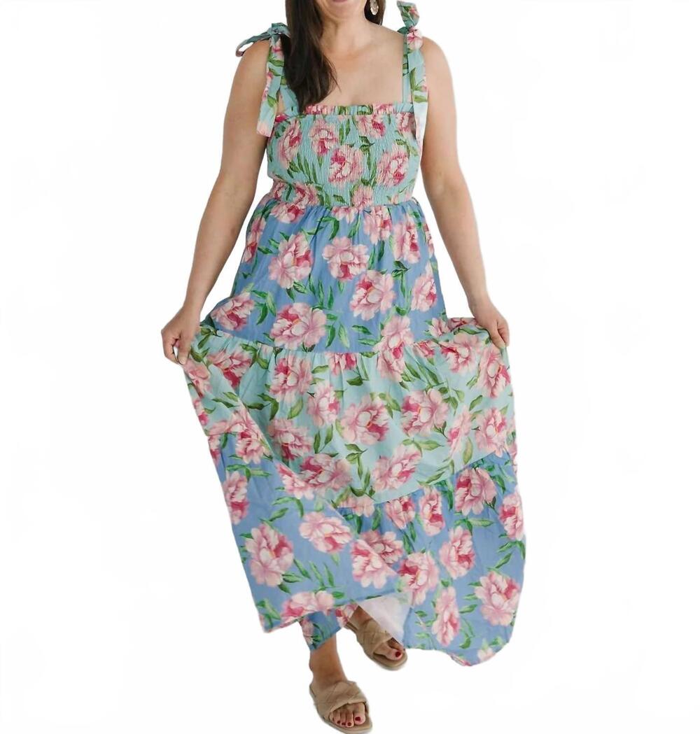 NEW FLYING TOMATO patchwork printed woven maxi dress in multi floral